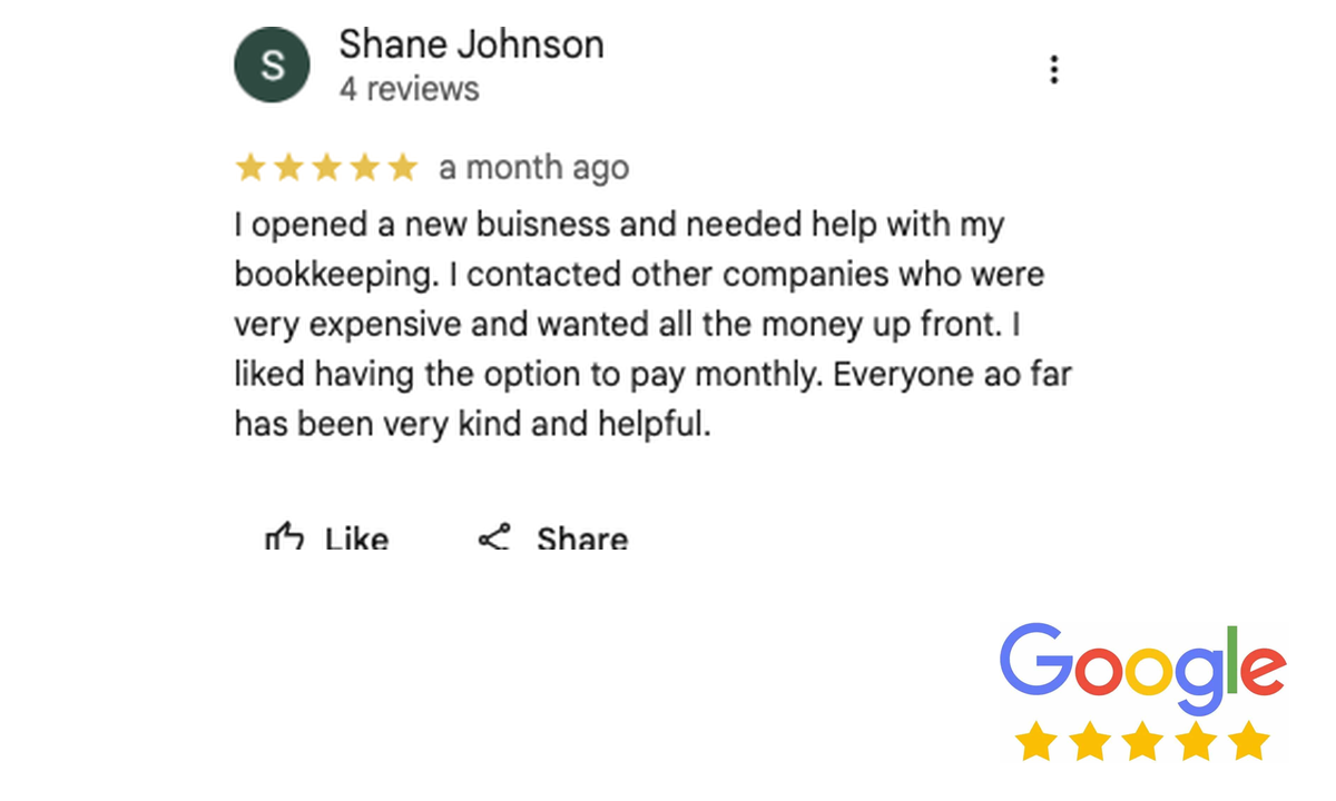 Five-star Google review from Shane Johnson